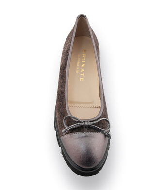 Brunate Ballerina in braun grau mit Metallicledernen Kappe 
