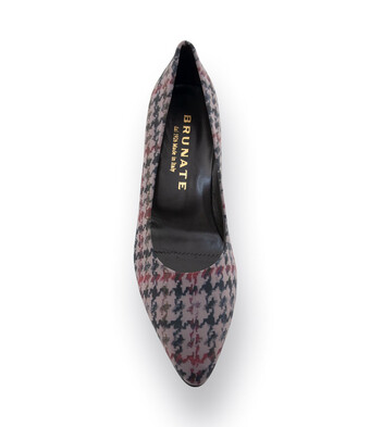 Pumps von Brunate in bordeaux, grau und blau Karo