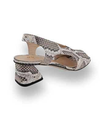 Elegante Damen-Sandalette mit Schlangenpr&auml;gung und Karree-Form