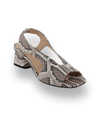 Elegante Damen-Sandalette mit Schlangenpr&auml;gung und Karree-Form