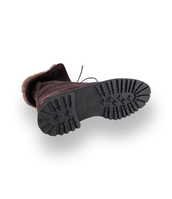 Brunate Schnürstiefelette in braun velours
