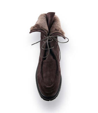 Brunate Schnürstiefelette in braun velours