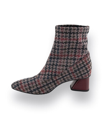 Stiefelette von Brunate in bordeaux, grau und blau Karo