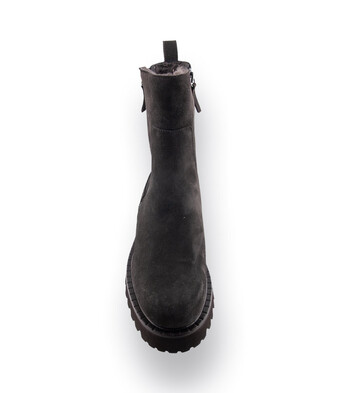 Caiman Stiefelette in Braun velours mit zwei Reißverschlüssen und Lammfellfutter