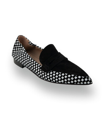 Carraro Loafer in Schwarz-Wei&szlig; in edlem Veloursleder&nbsp;