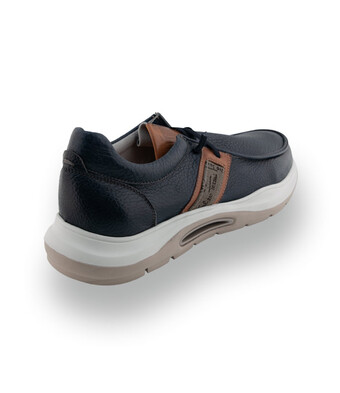 Galizio Torresi - Sportlicher Schn&uuml;rer aus genarbtem Leder in Dunkelblau