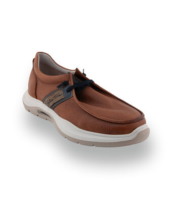 Galizio Torresi -&nbsp; Sportlicher Schn&uuml;rer aus genarbtem Leder in Cognacbraun