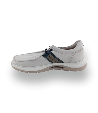 Galizio Torresi -&nbsp; Sportlicher Schn&uuml;rer aus genarbtem Leder in Offwhite-Hellgrau