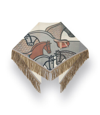 Dreieckstuch - Poncho von Herzens Mit Pferdemotiven