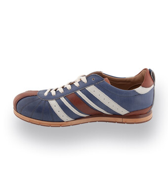 Kamo Gutso Tifo 49 Sneaker in Jeansblau mit braun und wollwei&szlig;