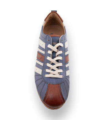 Kamo Gutso Tifo 49 Sneaker in Jeansblau mit braun und wollwei&szlig;