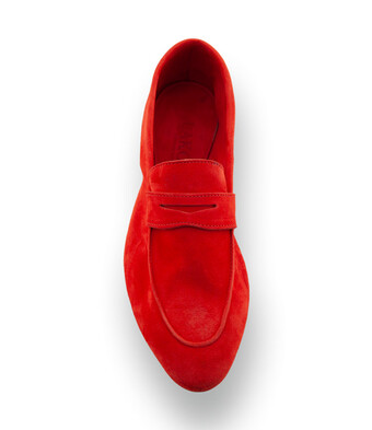 Lakota - Velours-Pocket-Mokassin mit Collegespange in Rot