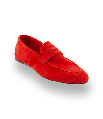 Lakota - Velours-Pocket-Mokassin mit Collegespange in Rot