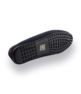 Mokassin - Loafer in Blau Veloursleder mit Lammfellfutter