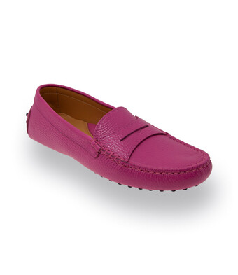 Klassischer Damen-Mokassin in Pink mit genarbtem Leder