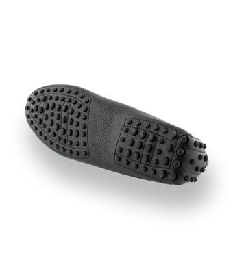 Leichter Damen-Mokassin aus gepr&auml;gtem Leder in Schwarz