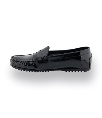 Mokassin - Loafer in Schwarz Lackleder mit Lammfellfutter