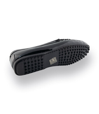 Mokassin - Loafer in Schwarz Lackleder mit Lammfellfutter