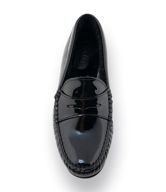 Mokassin - Loafer in Schwarz Lackleder mit Lammfellfutter