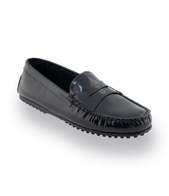 Mokassin - Loafer in Schwarz Lackleder mit Lammfellfutter