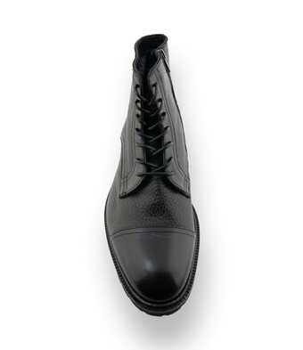 Lorenzi Schnürstiefelette in schwarz mit Lammfellfutter