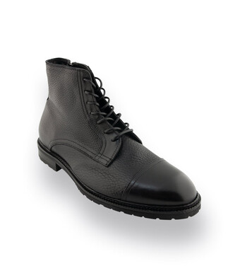 Lorenzi Schnürstiefelette in schwarz mit Lammfellfutter