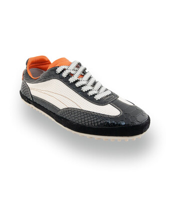 Lorenzi Edelsneaker - Avantgardistischer Materialmix in Schwarz-Wei&szlig;