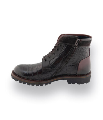 Lorenzi Schnürstiefelette in braun Krokoprägung