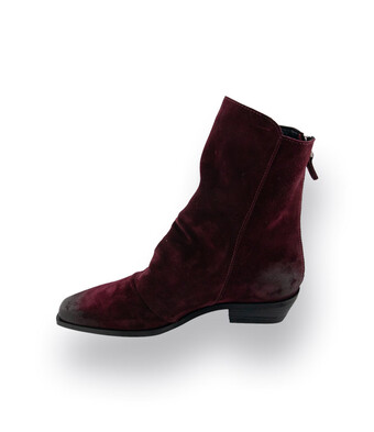 Mimmu Westernstiefelette in bordeaux velours mit Quasten