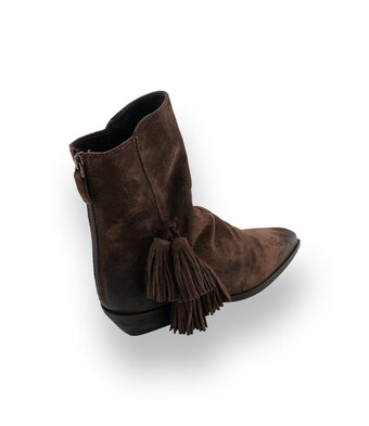 Mimmu Westernstiefelette in Braun velours mit Quasten