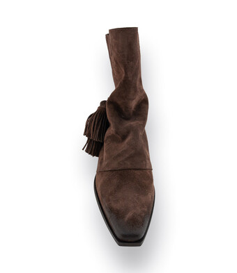 Mimmu Westernstiefelette in Braun velours mit Quasten