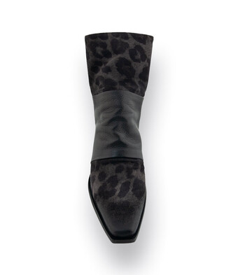 Mimmu Boots in Grau schwarz Leoprint 