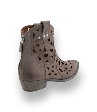 Mimmu Westernboots in Hellgrau &ndash; Veloursleder