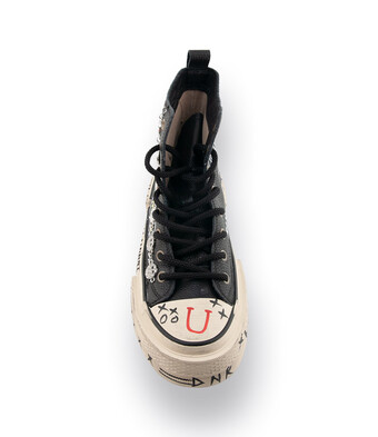 Nan Ku Sneakerboots in schwarz mit Prints und Smileys