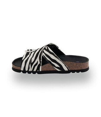 Scholl - Selene &ndash; Stylische Pantolette mit Zebraprint auf Fell