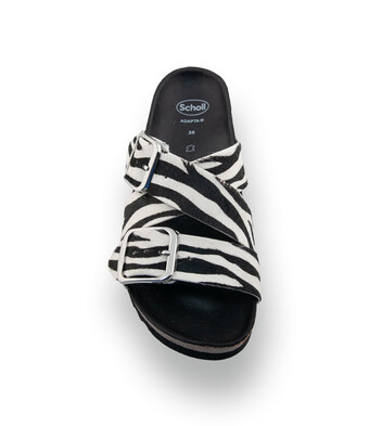 Scholl - Selene &ndash; Stylische Pantolette mit Zebraprint auf Fell