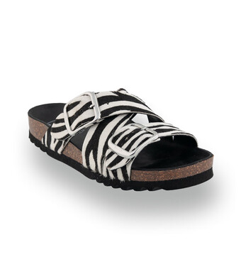 Scholl - Selene &ndash; Stylische Pantolette mit Zebraprint auf Fell