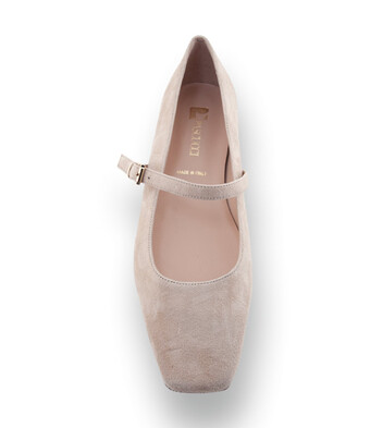 Pascucci Mary Jane - Karree-Form in beigem Velours