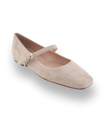 Pascucci Mary Jane - Karree-Form in beigem Velours