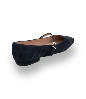 Pascucci Mary Jane - Karree-Form in blauem Velou