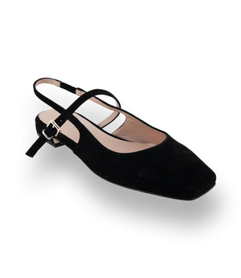 Pascucci Slingback - Karree-Form in schwarzem&nbsp;Veloursleder