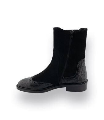 Pertini Chelseaboots in schwarz velours mit Krokoprägung