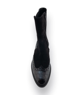 Pertini Chelseaboots in schwarz velours mit Krokoprägung