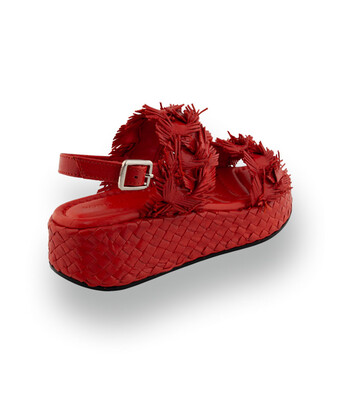 Pons Quintana Sandalette in orange mit Fransen