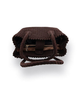 Handtasche geflochtenes Nubukleder von Pons Quintana in braun