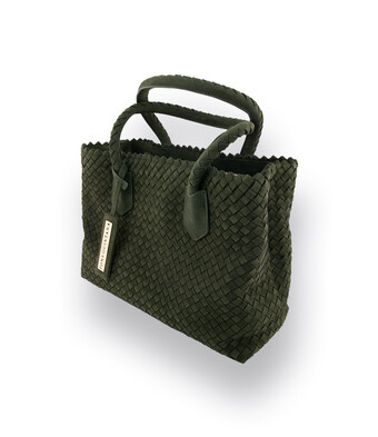 Handtasche geflochtenes Nubukleder von Pons Quintana in gr&uuml;n