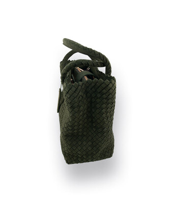 Handtasche geflochtenes Nubukleder von Pons Quintana in gr&uuml;n