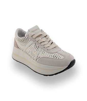 Premiata Beth - Exklusiver Plateau-Sneaker in Wei&szlig; mit feiner Lochung
