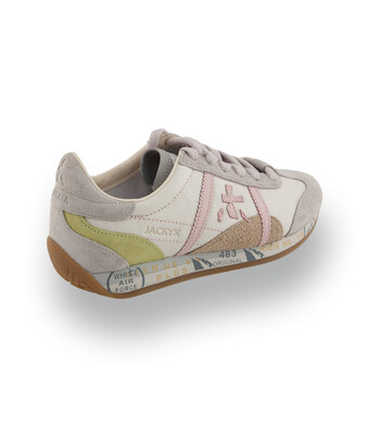 Premiata Jacky X - Exklusiver Damen-Sneaker in Wei&szlig; mit Pistaziengr&uuml;n und Rosa