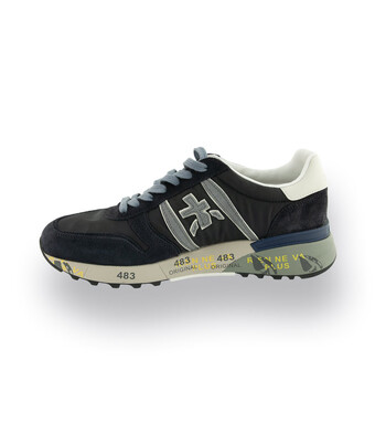 Premiata Herrensneaker Modell Lander in dunkelblau mit grau 
